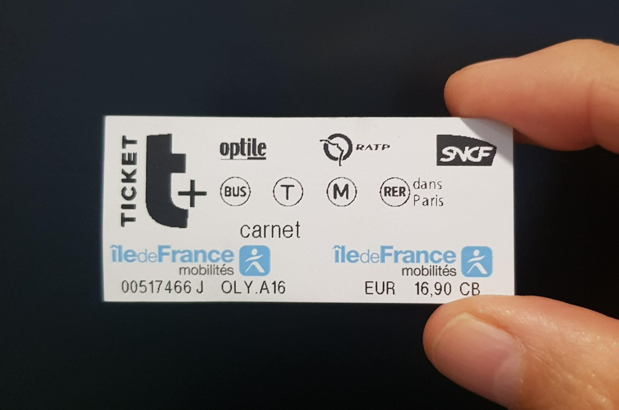 Le ticket de métro, gabarit d